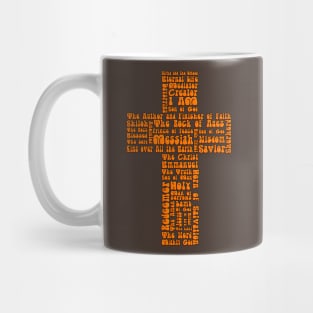 Funky Orange Retro Style names of Jesus Cross Mug